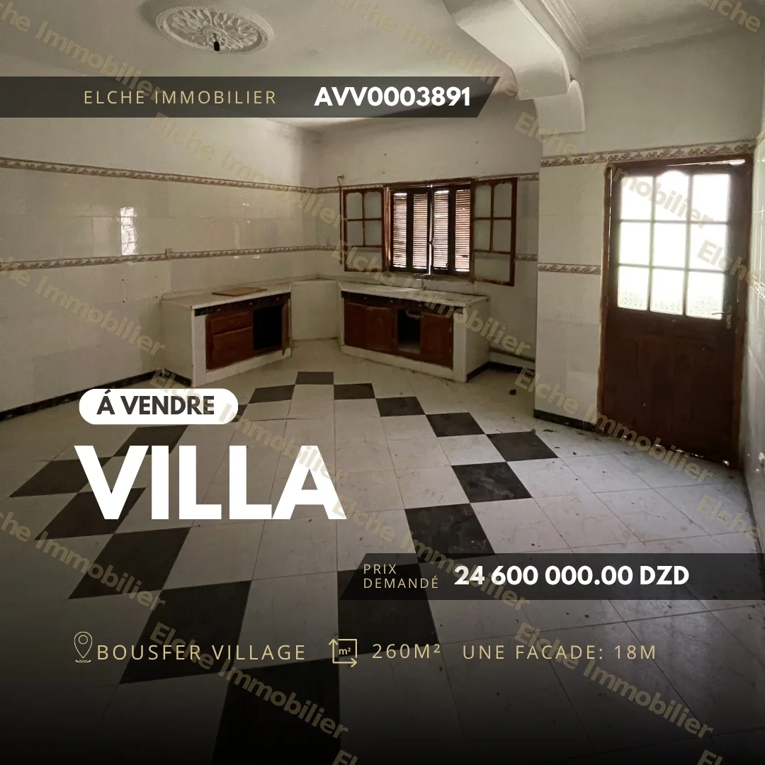 Villa ancienne bâtie R+1 à vendre